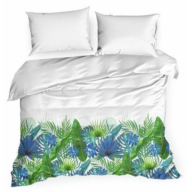 Bettwäsche Kissenbezug Bettbezug Bettwaren Bettgarnitur 160 x 200 cm grün weiß Deko