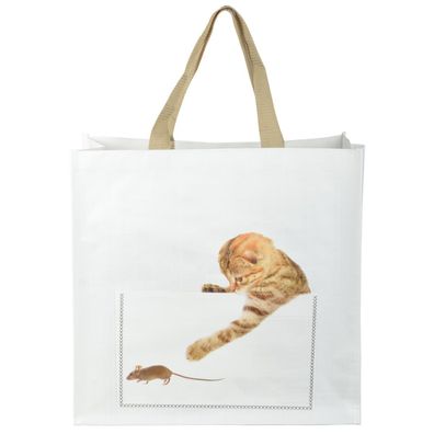 Esschert Design Shopper-Einkaufstasche Katz und Maus Szene