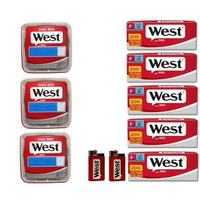 West Red Giga Box mit Filter Hülsen und Feuerzeug