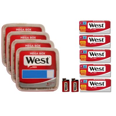 West Red Mega Box mit Filter Hülsen und Feuerzeug