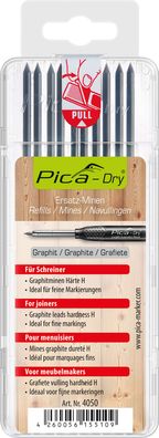 Pica Dry 10 x Ersatzminen Schreiner Graphit Härte H