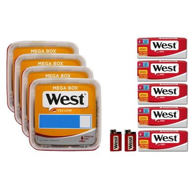 West Yellow Mega Box mit Filter Hülsen und Feuerzeug