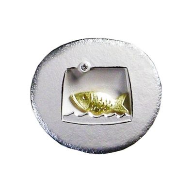 ARS Silberbrosche mit 750 Gelbgold und Diamant 10331