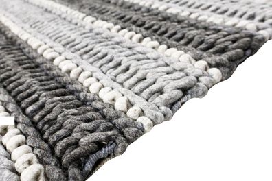Teppich Nantoux 170x230 cm 50% Wolle 50% Viscose Handgeweb grau weiss anthrazit