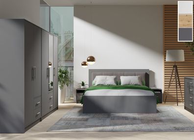 Schlafzimmer komplett SAGA Set A mit Schränken Bett 160/180x200, 2 Nachttische