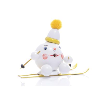 Räucherfigur Räucherschneeball auf Ski gelb BxHxT ca 20 x 15 x9cm NEU Handarbeit