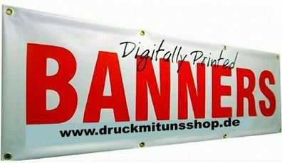 Jahrelang Haltbar! Werbebanner farbig bedruckt auf 510 g. PVC, 500 cm x 70 cm