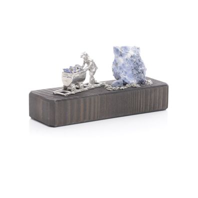 Miniaturbergwerk Sockel Wismut-Kumpel Huntschieber &amp; Edelstein 7,5x13x4,5cm Neu