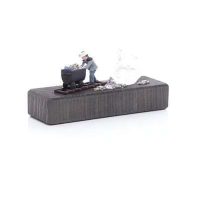 Miniaturbergwerk Sockel Wismut-Kumpel Huntschieber &amp; Edelstein bunt 7,5x13x4,5cm