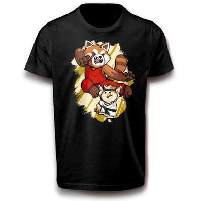 Kung Fu Ninja Hamster Samurai Panda T-Shirt Baumwolle Japan Katana Tier Bushido Spaß