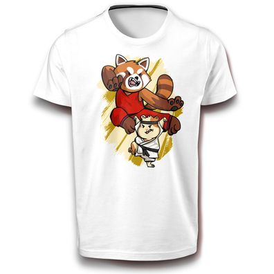 Kung Fu Ninja Hamster Samurai Panda T-Shirt weiß Baumwolle Japan Katana Bushido Spaß