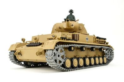 RC Panzer "Kampfwagen IV Ausf. F-1" Heng Long 1:16 Sandfarbe Mit R&S + Metallgetrie