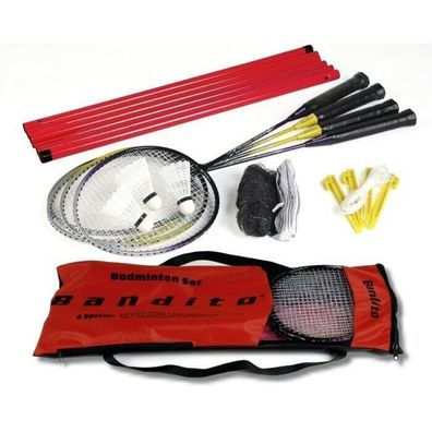 Charlsten Badminton Set, mit 4 Schlägern, Badmintonbällen und mit Netz