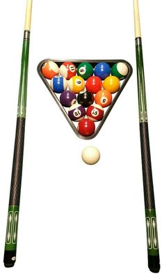 JOHN WEST Billard SET - KUGELN + Triangel + 2 Hochwertige QUEUES JW-2