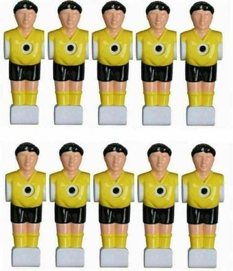 11 Stck. Kickerfiguren für 16 mm Stangen gelb schwarz mit Schrauben und Muttern