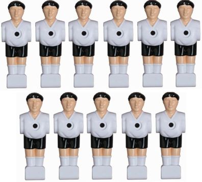 11 Stck. Kickerfiguren für 16 mm Stangen weiß-schwarz mit Schrauben und Muttern