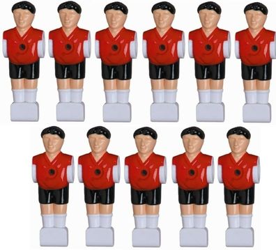 11 Stck. Kickerfiguren für 16 mm Stangen rot-schwarz mit Muttern und Schrauben