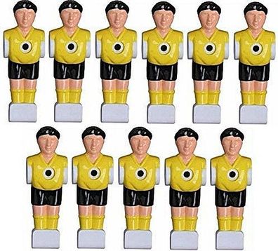 11 Stck. Kickerfiguren für 16 mm Stangen gelb schwarz mit Muttern und Schrauben