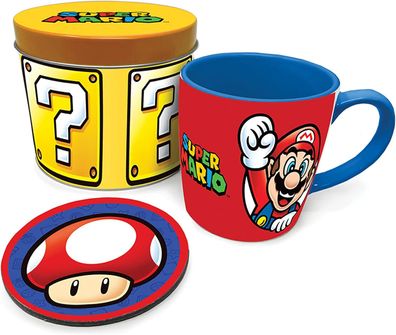 Super Mario Geschenkset (Keramiktasse, Untersetzer)