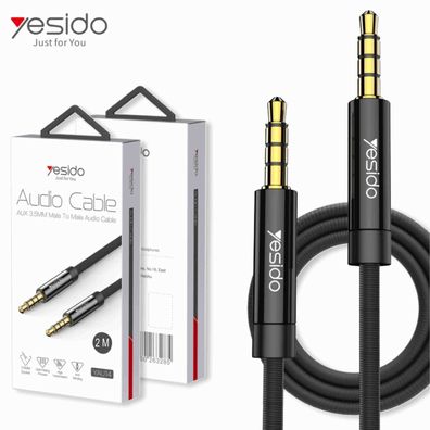 Yesido Audio Cable AUX 3,5 mm Male to Male, Gold Platin Process, High Transmiss.