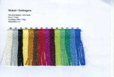 100 g ! Strang: Kid-Mohair / Seidengarn, Lauflänge 300 m, div. Farben