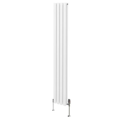 Röhrenheizkörper Oval & Chrom Thermostatventile Modern Weiß 1800 x 240mm