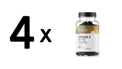 4 x OstroVit Omega-3 + D3 + K2 (90 Caps) Unflavoured