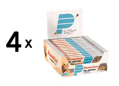 4 x Powerbar 40% Protein + Crisp Bar (12x40g) Caramel Peanut Butter