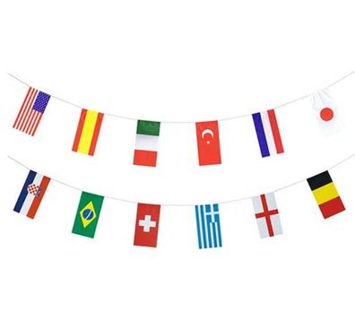 Flaggenkette, Papier 10 m "32 Nations" schwer entflammbar Fußball EM Fest
