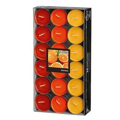 Duftteelichter, Orange, Ø 38 mm · 17 mm, "Flavour" 288 Stück (Gr. Klein)