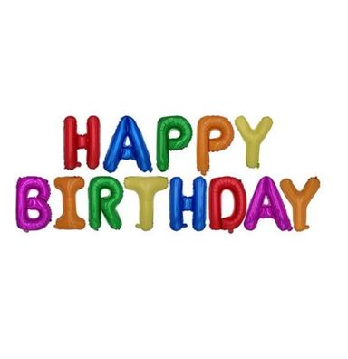 Geburtstag Luftballons aus Folie, farbig sortiert "Happy Birthday" 12 Stück