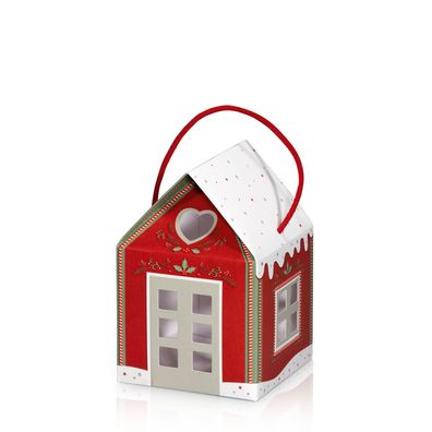Weihnachten Christmas Gourmet Häuschen mit rot mit Tragekordel aus Pappe klein