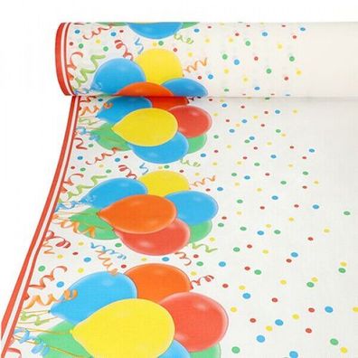 Tischdecke Party Fasching 40 m x 1,18 m "Lucky Balloons" 2 Rollen , stoffähn...