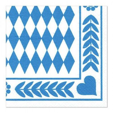 Motiv-Servietten, 3-lagig 1/4-Falz 33 x 33 cm "Bayrisch Blau" 1000 Stück