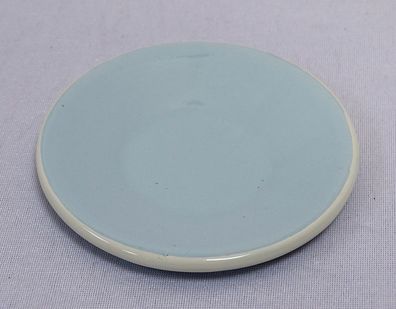 Emaille Teller, Mocca Untertasse, Teebeutelteller Hellblau Creme 10 cm