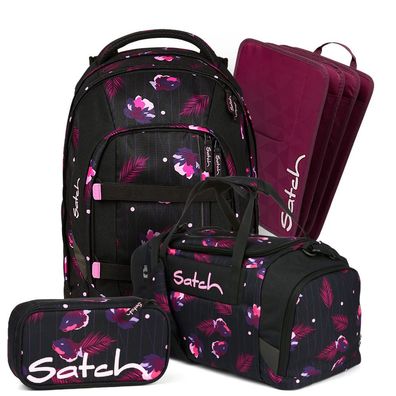 satch pack Schulrucksack Set 4tlg, Mystic Nights + Lila, Mädchen & Jungen