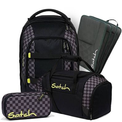 satch pack Schulrucksack Set 4tlg, Dark Skate + Grey, Mädchen & Jungen