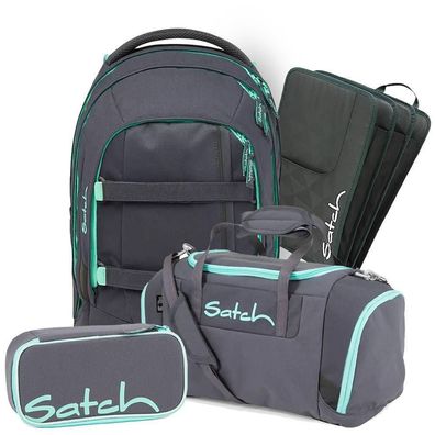 satch pack Schulrucksack Set 4tlg, Mint Phantom + Grey, Mädchen & Jungen