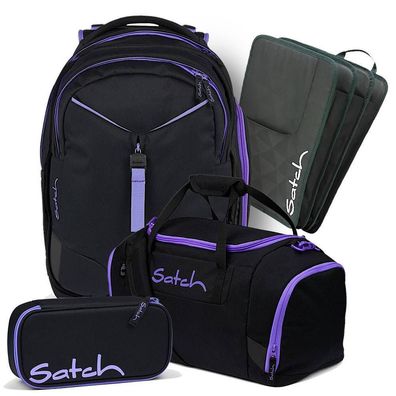 satch match Schulrucksack Set 4tlg, Purple Phantom + Grey, Mädchen & Jungen
