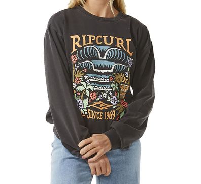 RIP CURL Women Crew Tiki Tropic Relaxed washed black - Größe: S