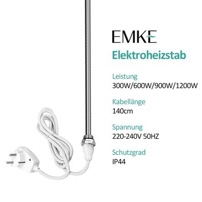 EMKE® Elektro Heizstab Badheizkörper Elektrisch Heizpatrone 300-1200W