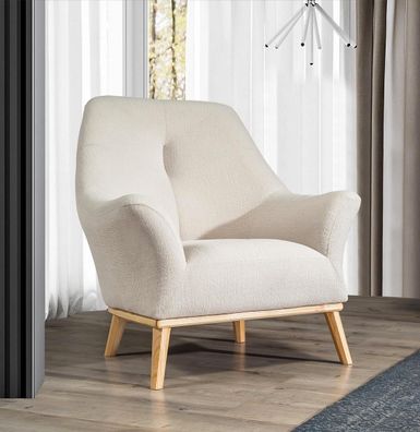 Relax Club Sessel 1 Sitzer weiß Wohnzimmer Luxus Design Möbel Textil