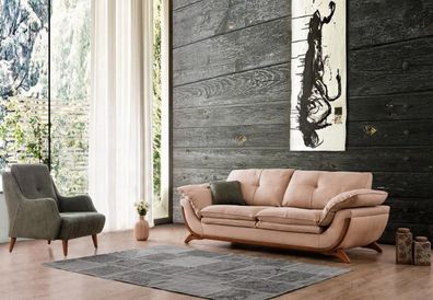 Polster Wohnzimmer Garnitur Designer Dreisitzer Luxus Textil Sessel 2tlg