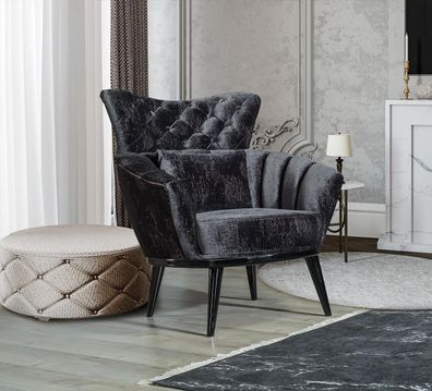Möbel Design Sessel Modern Design Sessel Textil Wohnzimmer schwarz Couch
