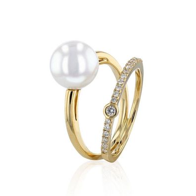 Luna-Pearls - 005.1060 - Ring - Damen - 750 Gelbgold - Brill. H-SI 0.176ct