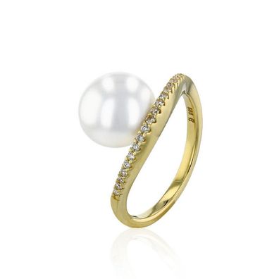 Luna-Pearls - 005.1051 - Ring - Damen - 585 Gelbgold - Brill. H-SI 0.12ct