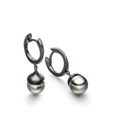Luna-Pearls - 315.0428 - Creolen - Damen - 925er Silber schwarz rhodiniert