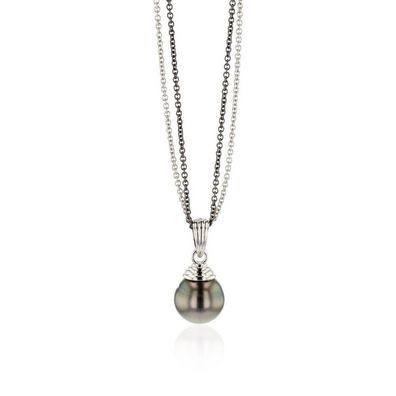 Luna-Pearls - 216.0939 - Collier - Damen - 925er Silber schwarz rhodiniert