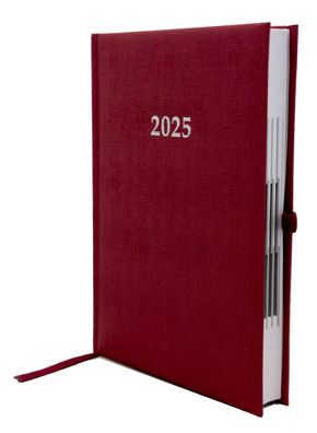 2025 ADINA Buchkalender Chefplaner A5 rot-metallic 1 Tag 1 Seite auch sonntags