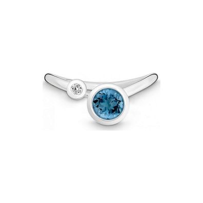 QUINN - Ring - Silber - Diamant - Blautopas - Wess. (H) - Weite 56 - 213936582